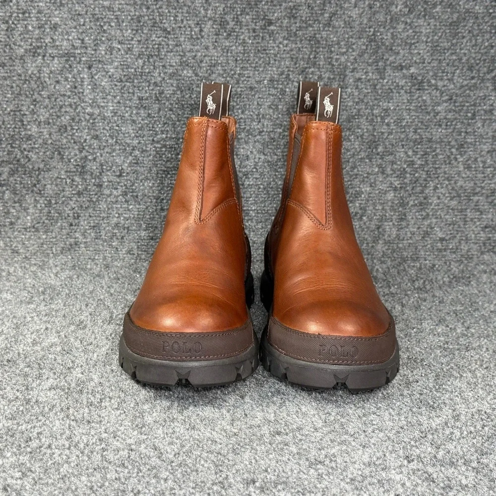 Polo Ralph Lauren Oslo Chelsea Boots Men's 7 Brown Leather Classic Pull On Shoes